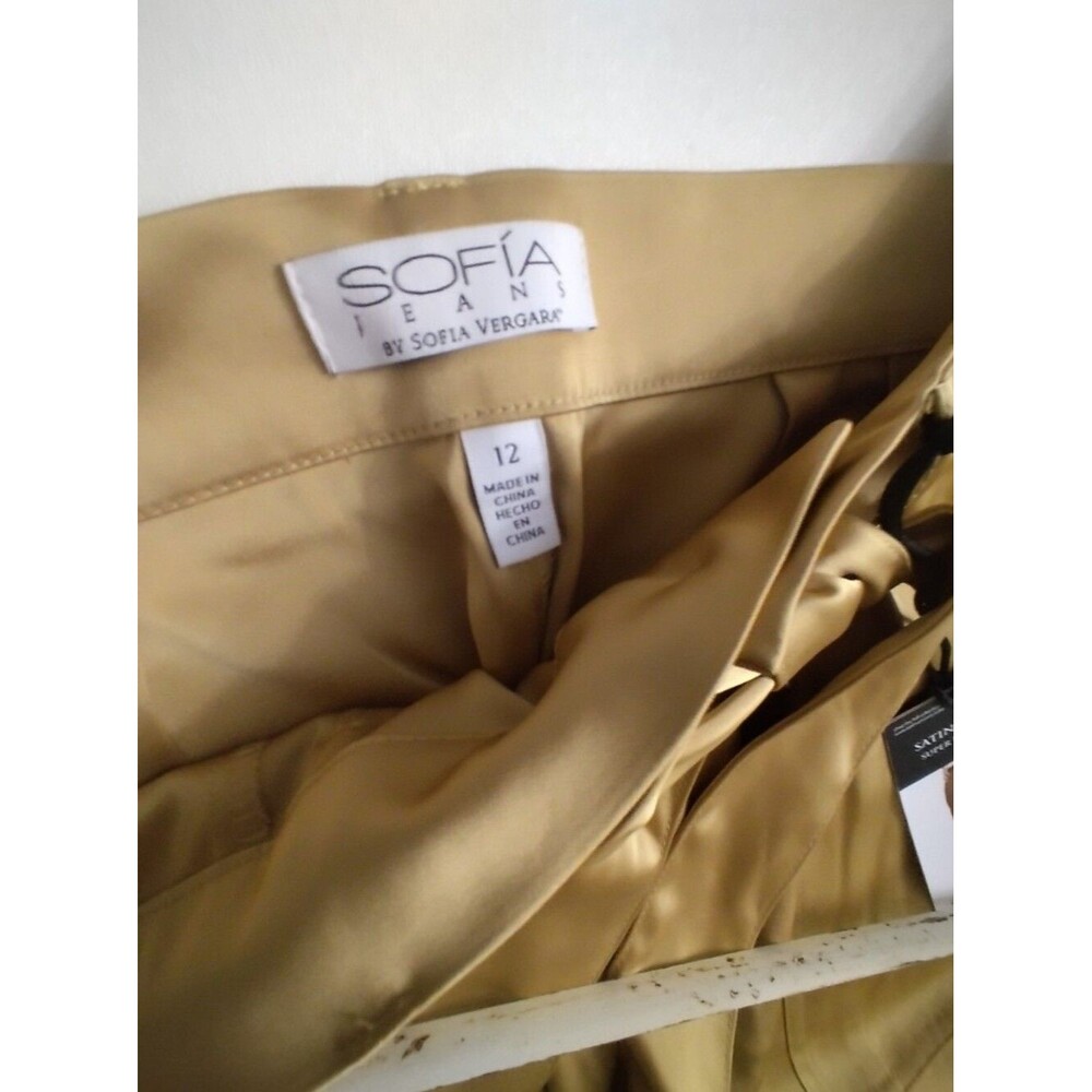 Sofia by sofia vergara Women's Silk Cargo Wide-Leg Pants in Tan New Size 12 - Picture 8 of 8